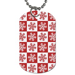 Snowflake Red White Dog Tag (one Side)