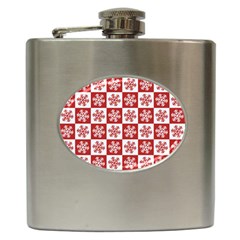 Snowflake Red White Hip Flask (6 Oz)