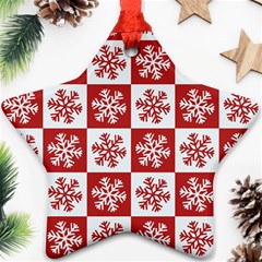 Snowflake Red White Star Ornament (two Sides)