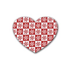 Snowflake Red White Rubber Coaster (heart) 