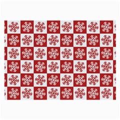 Snowflake Red White Large Glasses Cloth (2 Sides) by HermanTelo