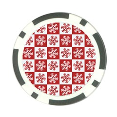 Snowflake Red White Poker Chip Card Guard