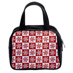 Snowflake Red White Classic Handbag (two Sides)