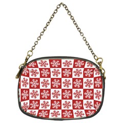 Snowflake Red White Chain Purse (two Sides)