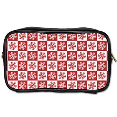 Snowflake Red White Toiletries Bag (one Side)