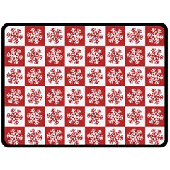 Snowflake Red White Fleece Blanket (large)  by HermanTelo