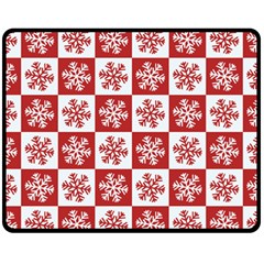 Snowflake Red White Fleece Blanket (medium) 