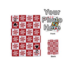 Snowflake Red White Playing Cards Double Sided (mini)