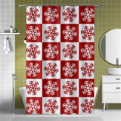 Snowflake Red White Shower Curtain 48  X 72  (small) 