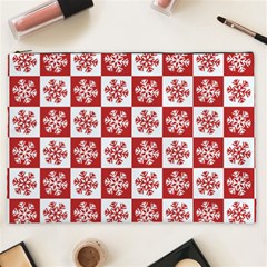 Snowflake Red White Cosmetic Bag (xxl)