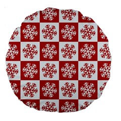 Snowflake Red White Large 18  Premium Round Cushions