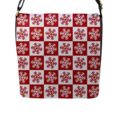 Snowflake Red White Flap Closure Messenger Bag (l)