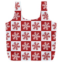 Snowflake Red White Full Print Recycle Bag (xl) by HermanTelo