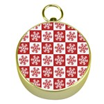 Snowflake Red White Gold Compasses Front