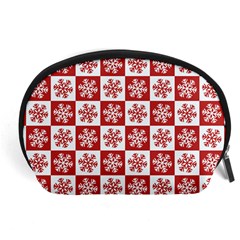 Snowflake Red White Accessory Pouch (large)