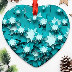 Stars Christmas Ice 3d Heart Ornament (two Sides)