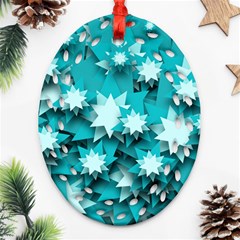 Stars Christmas Ice 3d Ornament (oval Filigree)