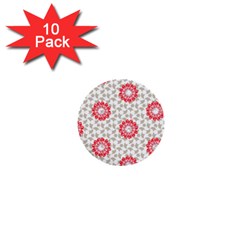 Stamping Pattern Red 1  Mini Buttons (10 Pack) 