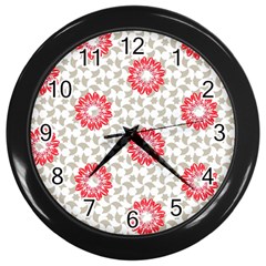 Stamping Pattern Red Wall Clock (black) by HermanTelo