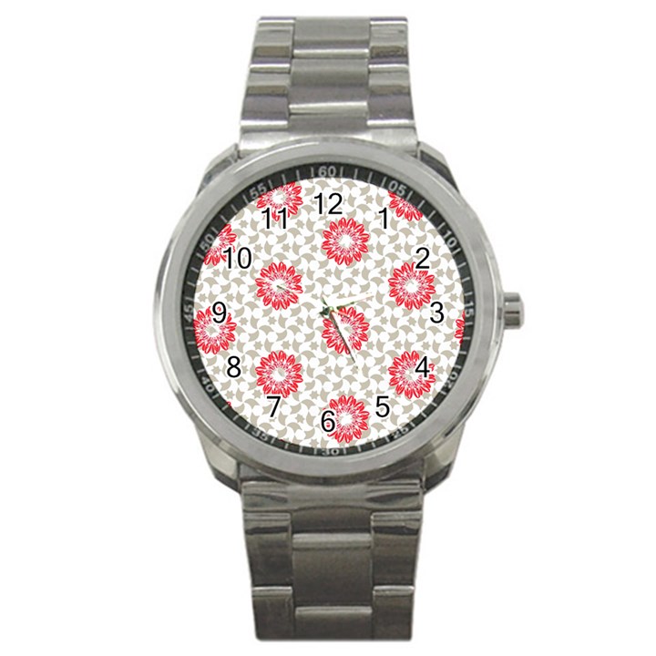 Stamping Pattern Red Sport Metal Watch