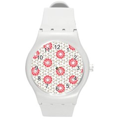 Stamping Pattern Red Round Plastic Sport Watch (m)