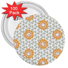 Stamping Pattern Yellow 3  Buttons (100 Pack)  by HermanTelo