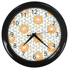 Stamping Pattern Yellow Wall Clock (black) by HermanTelo