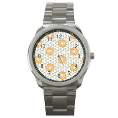 Stamping Pattern Yellow Sport Metal Watch