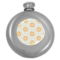 Stamping Pattern Yellow Round Hip Flask (5 Oz) by HermanTelo