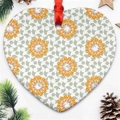 Stamping Pattern Yellow Heart Ornament (two Sides) by HermanTelo