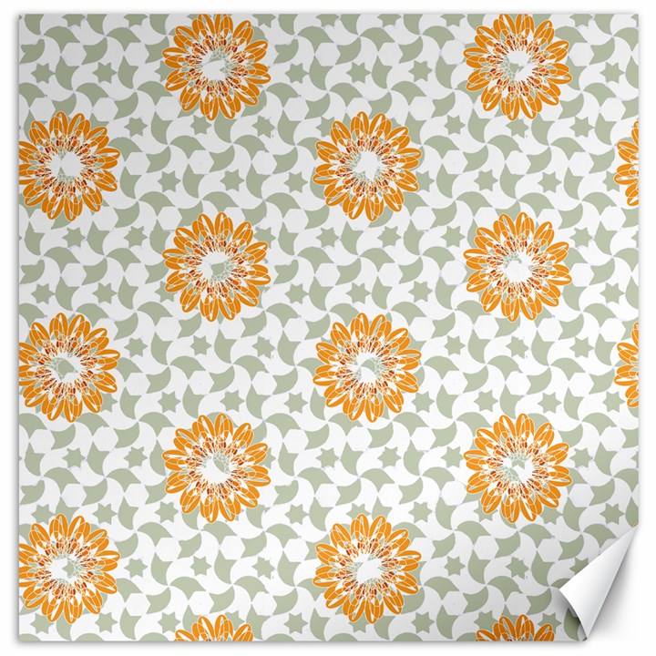 Stamping Pattern Yellow Canvas 16  x 16 