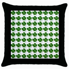 Shamrocks Clover Green Leaf Throw Pillow Case (black)