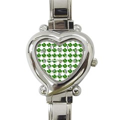 Shamrocks Clover Green Leaf Heart Italian Charm Watch