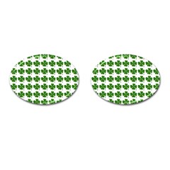 Shamrocks Clover Green Leaf Cufflinks (oval)