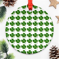 Shamrocks Clover Green Leaf Round Ornament (two Sides)