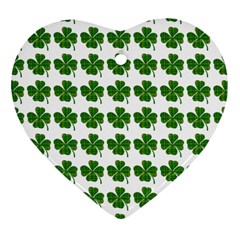 Shamrocks Clover Green Leaf Heart Ornament (two Sides) by HermanTelo