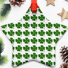 Shamrocks Clover Green Leaf Star Ornament (two Sides) by HermanTelo