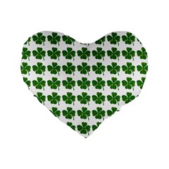 Shamrocks Clover Green Leaf Standard 16  Premium Heart Shape Cushions by HermanTelo