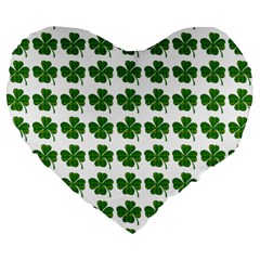 Shamrocks Clover Green Leaf Large 19  Premium Heart Shape Cushions by HermanTelo