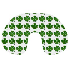 Shamrocks Clover Green Leaf Travel Neck Pillow by HermanTelo