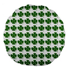 Shamrocks Clover Green Leaf Large 18  Premium Flano Round Cushions by HermanTelo