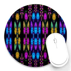 Raining Roses And Lotus Flowers Round Mousepads by pepitasart