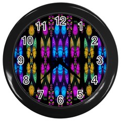 Raining Roses And Lotus Flowers Wall Clock (black) by pepitasart