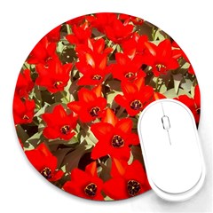 Columbus Commons Red Tulips Round Mousepads by Riverwoman