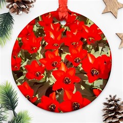 Columbus Commons Red Tulips Ornament (round) by Riverwoman