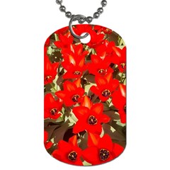 Columbus Commons Red Tulips Dog Tag (one Side) by Riverwoman