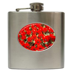 Columbus Commons Red Tulips Hip Flask (6 Oz) by Riverwoman