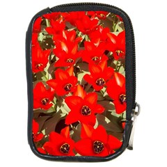 Columbus Commons Red Tulips Compact Camera Leather Case by Riverwoman