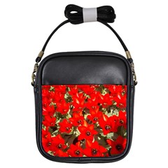 Columbus Commons Red Tulips Girls Sling Bag by Riverwoman