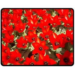 Columbus Commons Red Tulips Fleece Blanket (medium)  by Riverwoman